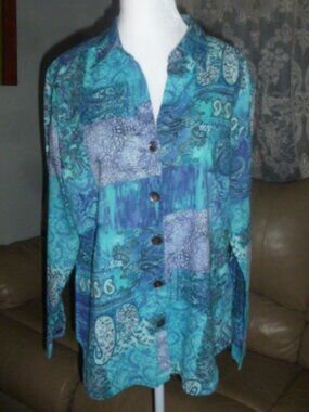🌿✨Chico's  Lightweight Paisley Multicolor Patchwork Design Blouse (Size 1) ✨🌿